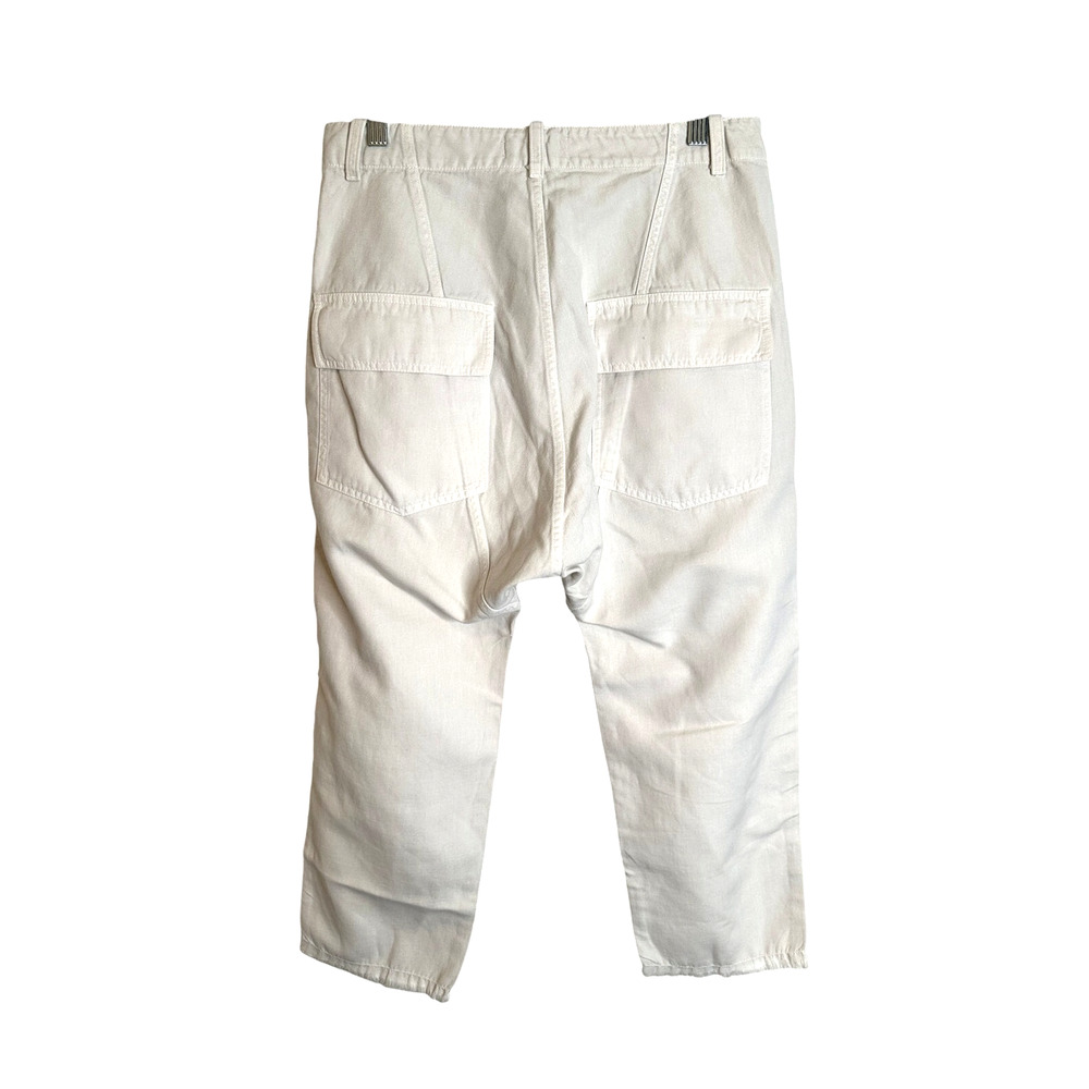 Nili Lotan 6 Linen Luna Pants $395 Drop Crotch Crop Cotton Slouchy Cream NWT - Picture 4 of 11